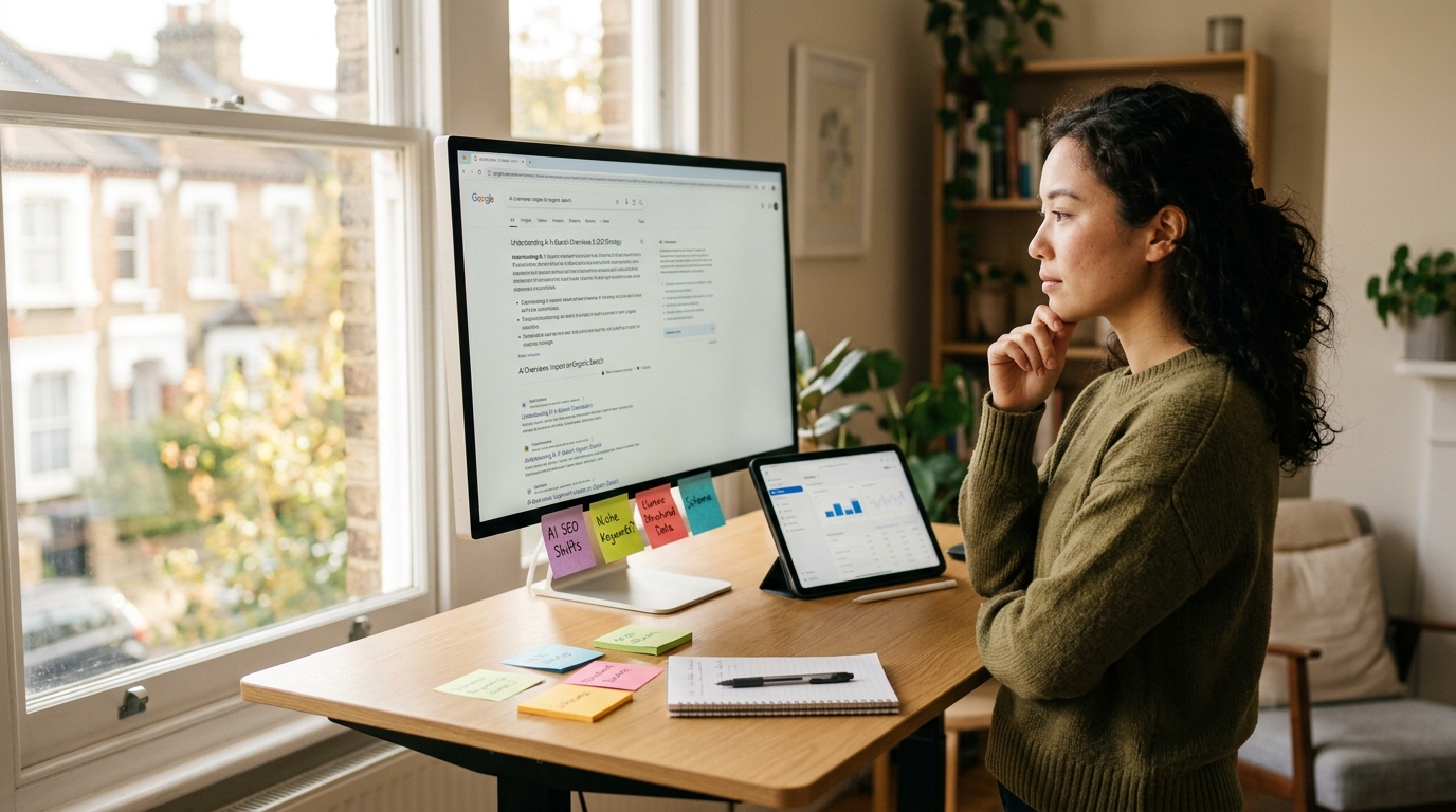 Consultant SEO freelance testant les AI Overviews et la recherche IA pour adapter sa stratégie