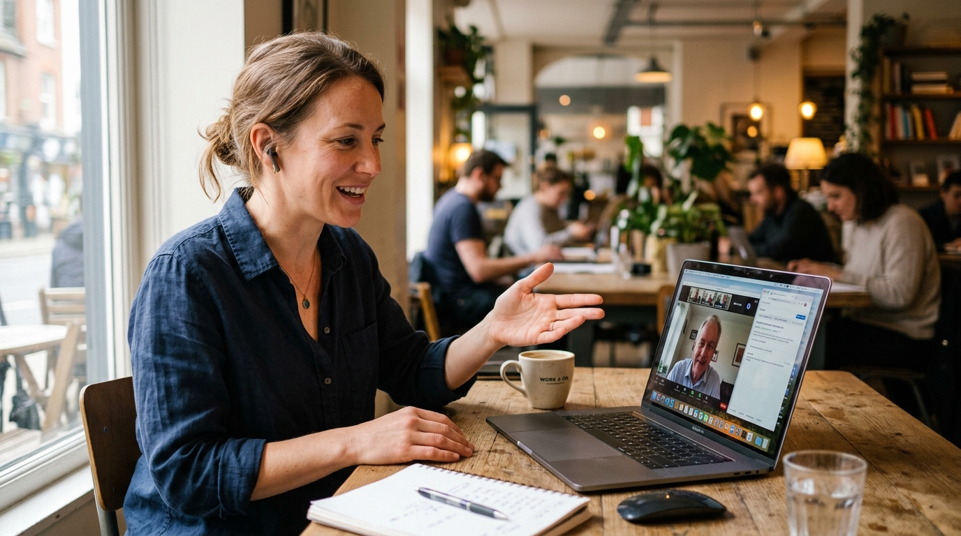 Consultant SEO freelance en rendez-vous client à distance, échange direct sans intermédiaire