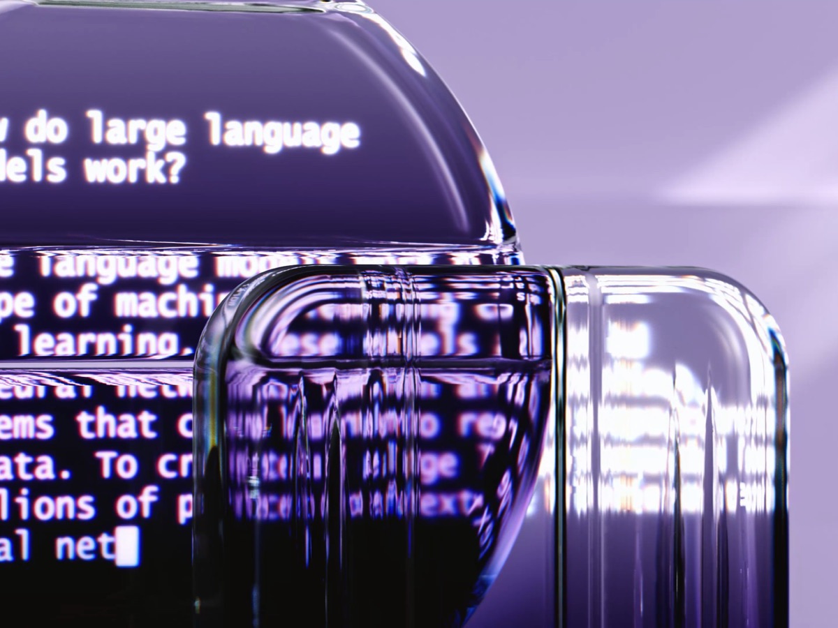 Écran stylisé expliquant le fonctionnement des modèles de langage qui alimentent le Mode IA de Google